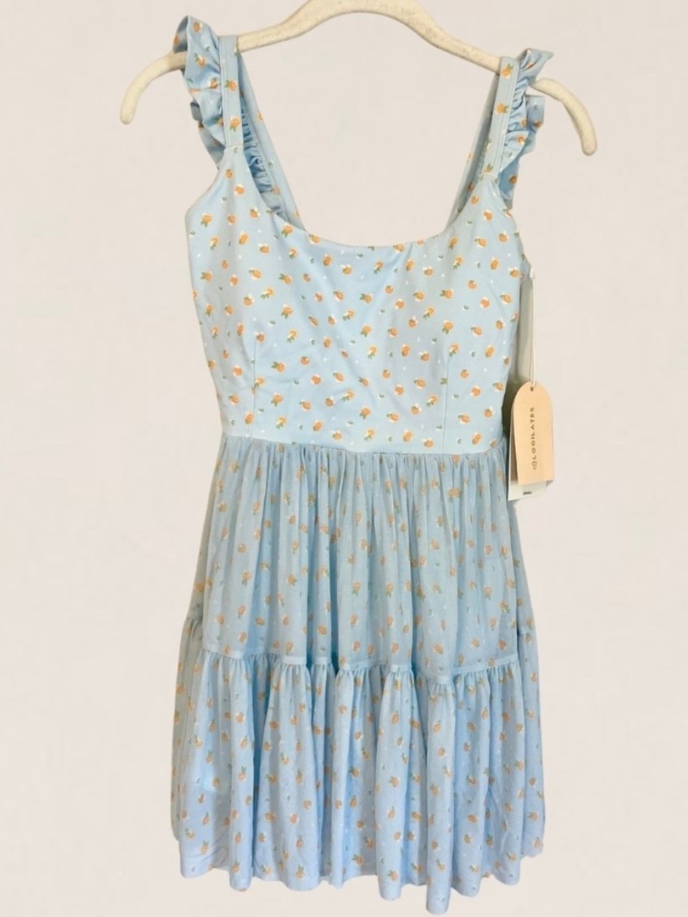 Blogilates Ballerina Ruffle Dress Light Blue Citrus Sundress Large L - Picture 7 of 12